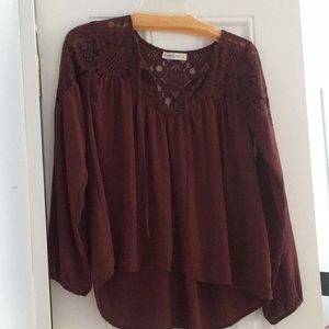 Abercrombie Maroon lace silk blouse